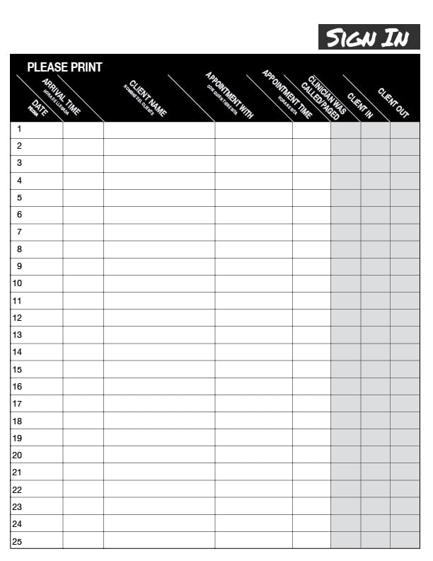 Greenway Custom Sign-in Sheet5